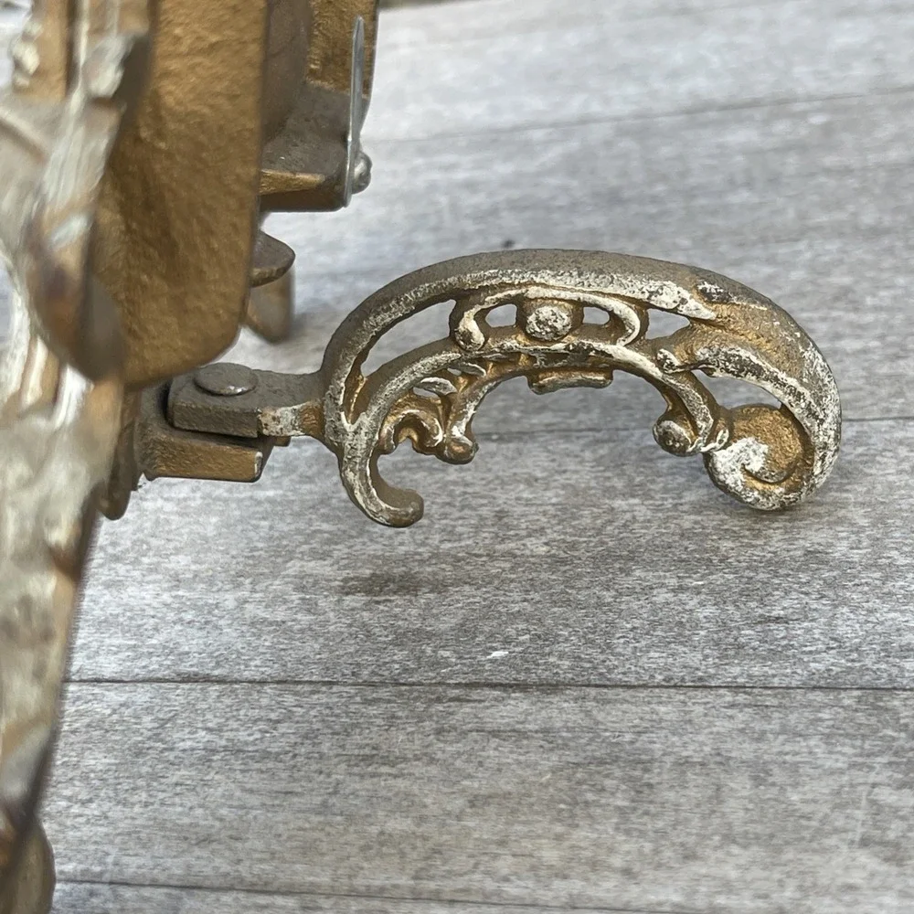Rare Cherub Antique Ornate Cast Iron Angel Harp Picture Photo Frame 14